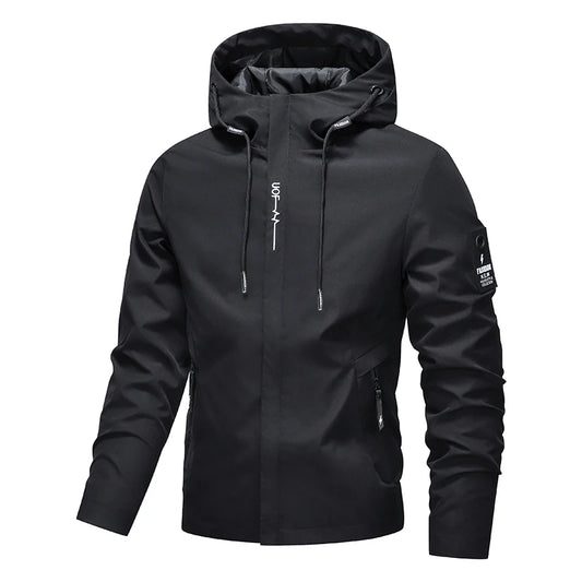 Waterproof Jacket Men Outdoor Softshell Zip Up Hooded Jacket Windbreaker Hiking Camping Coats Lightweight Spring Autumn Coats