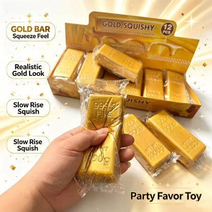 Slow Rebound PU Sensory Toy New Soft Gold Brick Squeeze Toys Gold Bars Decompression Toy For Kids