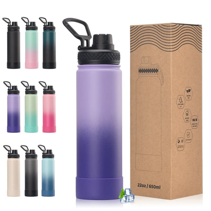 WATERSY 650ml Double Wall Thermal Bottle Stainless Steel Insulated Bottle with Handle Sports Water Bottle Vacuum Flask Keep Cold