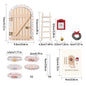 Wooden Elf Door Set Cartoon Room Decor Dollhouse Character Stickers Fairytale-Style Balcony Decor Hanging Ornaments Gift