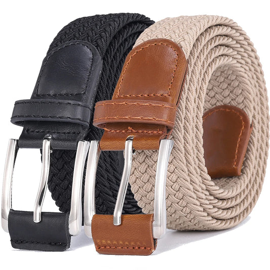 Casual Men's And Women's Woven Elastic Belt Outdoor Sports Stretch Jeans Designer Fashion Accessory for Men And Women