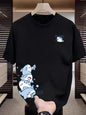 Creative Shark Printed T-shirt Men's 2026 Summer 100% Cotton Loose Breathable Top Outdoor Fashion Men's Wear