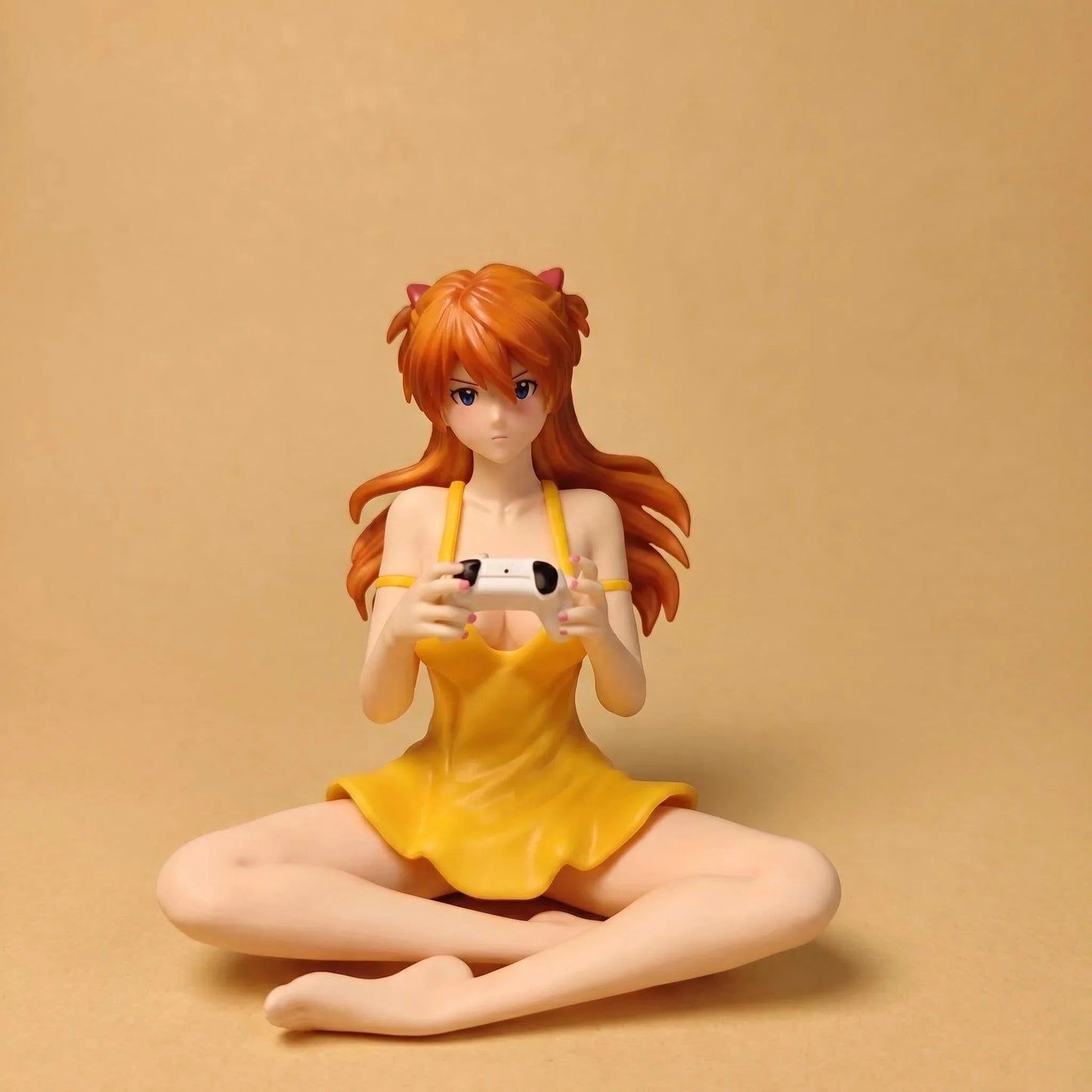 11cm Gaming Ver Figure EVA Kawaii Girl Yellow Dress Sitting Pose Anime Action Figurine Collectible Model Doll Birthday Gift