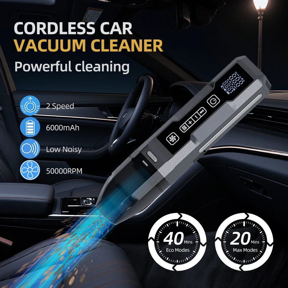 6 in 1 Car Jump Starter Tire Inflator with TPMS Portable Vacuum Cleaner Emergency Battery Booster Air Compressor LED Work Light