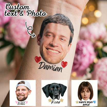 Custom Photo Temporary Tattoos, Personalized Name Face Tattoo Stickers, Customized Bachelorette Party Tattoos