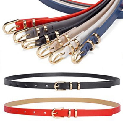 PU Leather Women Thin Belt Simple Solid Color Versatile Pin Buckle Thin Belt Dress Decoration Women Designer Belts NXD00