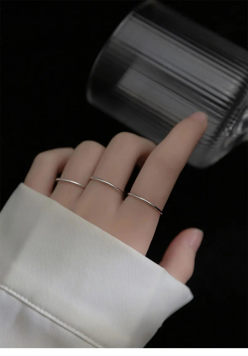 La Monada 45-59mm Plain Thin Women Ring 925 Sterling Silver Minimalist Rings For Women 925 Silver Finger Jewerly Rings Woman