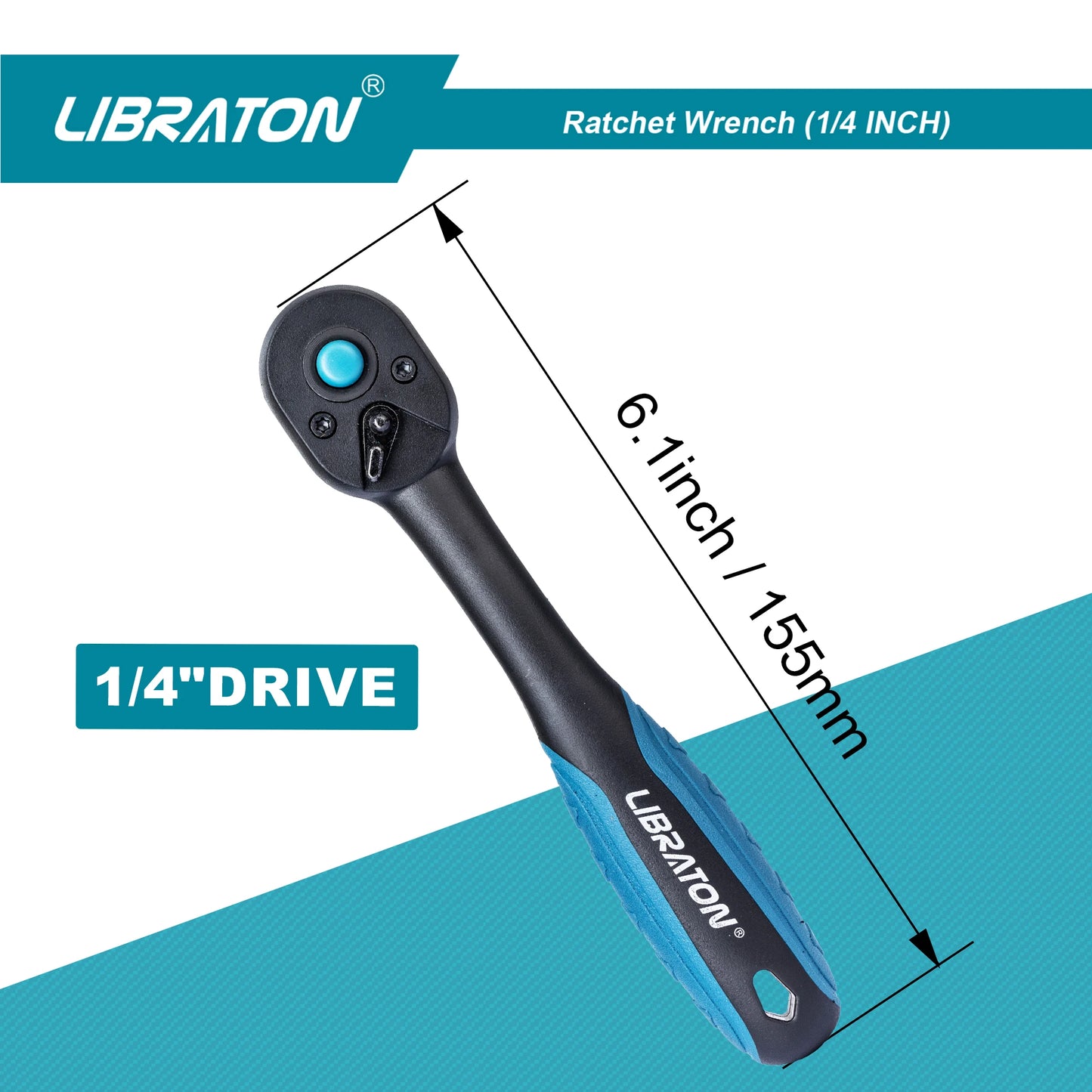 LIBRATON 72-Tooth Ratchet Wrench Quick Release Ratchet Handle Reversible 1/4'' 3/8'' 1/2'' Drive Auto Repair Tool Home DIY Tools