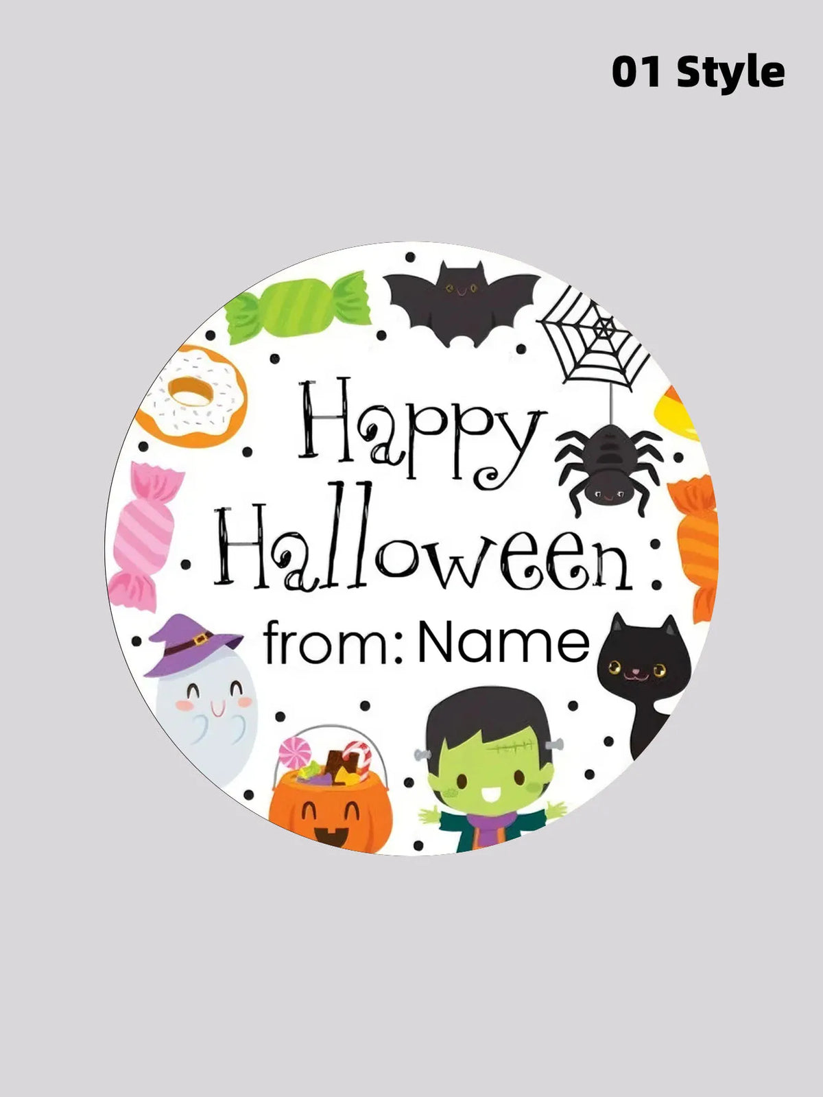 1/50/100Pcs Custom Round Stickers with Personalized Text & Images for Halloween Gift Boxes, Treat Bags & Invitation Seals