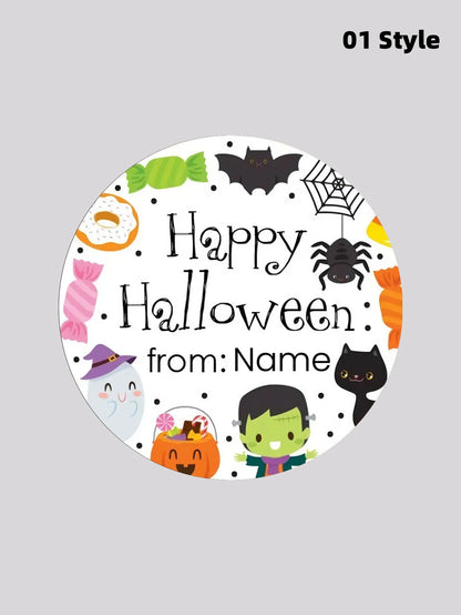 1/50/100Pcs Custom Round Stickers with Personalized Text & Images for Halloween Gift Boxes, Treat Bags & Invitation Seals