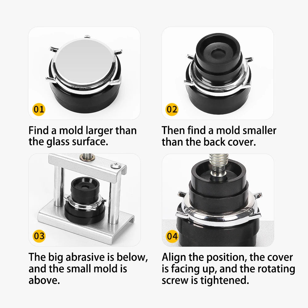 Watch Tool Repair Professional  Back Cover Presser Set 12pcs/18pcs Case Presser Fitting Dies Metal Watchmaker Maintenance Tools