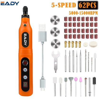 Wireless Rotary Tool 13000mAh Battery 5 Variable Speed Mini Cordless Grinder Pen Style Electric Grinding Polishing Kit for DIY