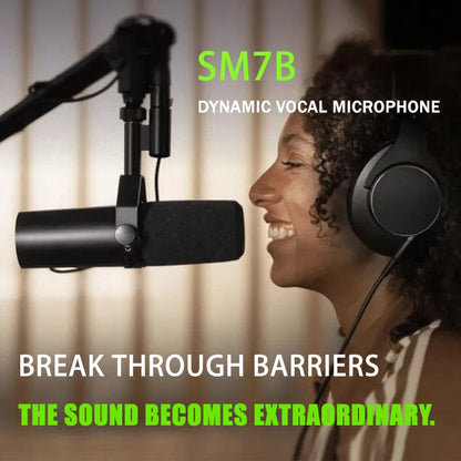 Professional SM7B Dynamic Podcasting Microphone - Studio Broadcast Quality Cardioid Condenser Mic with Shock Mount, SM7dB