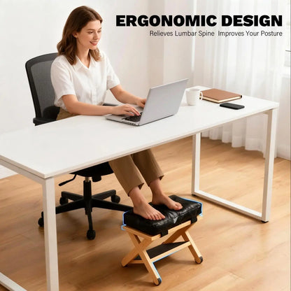 Desk Foot Stool Wooden Double-Layer Non-Slip Ergonomic Leg Rest Office Desk Footrest for Home Dorm Office Apartment Study
