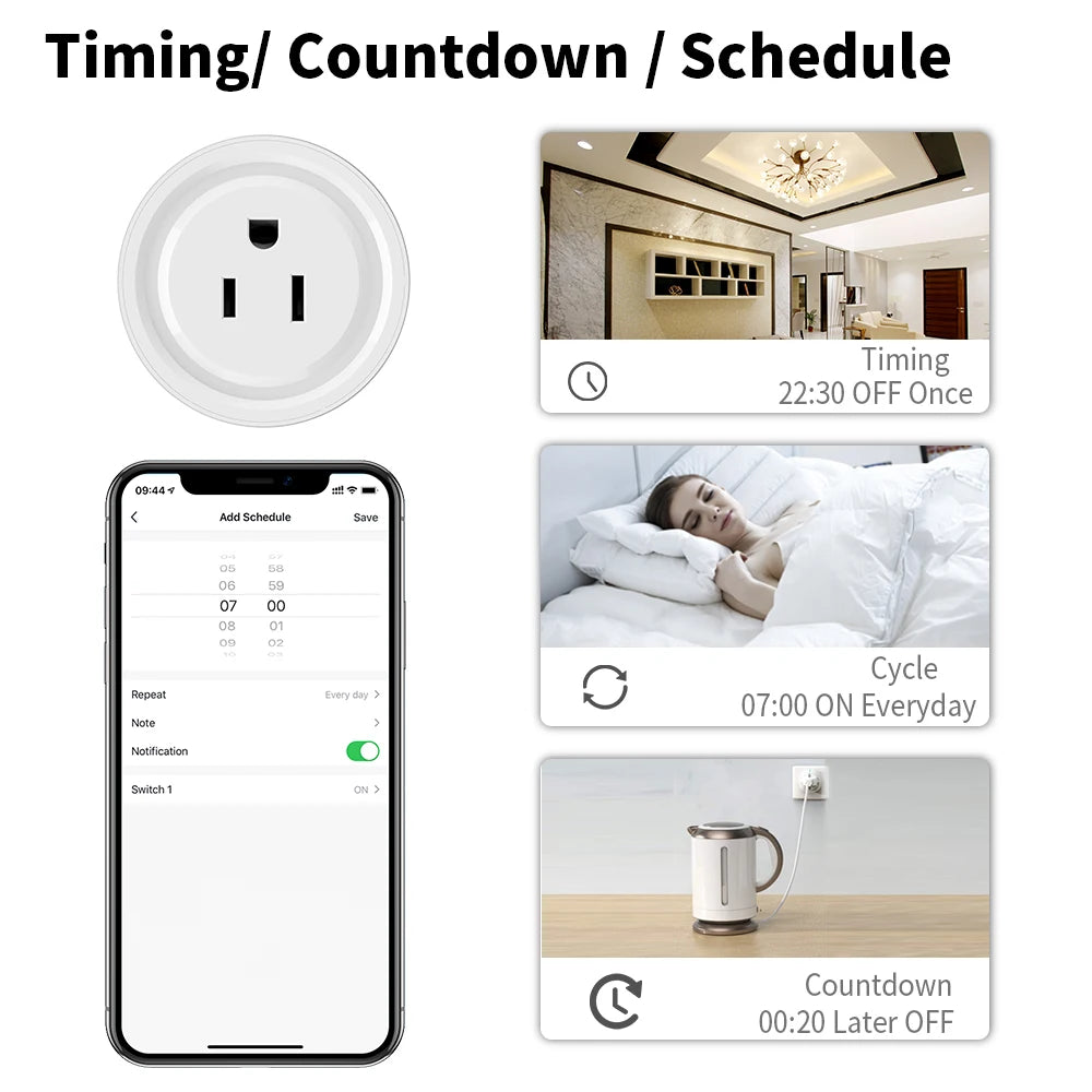 Tuya Smart Wifi Zigbee Plug US Standard Wireless Outlet 16A Remote Control Smart Home Appliances Work With Alexa Google Home