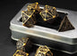 7 Pcs Cosplay D4-D20 DND Brass Gold Polyhedral Sharp Edge Casino Dice Rpg Table Board Game Tray Gem Stone Dragon Metal Steel Set