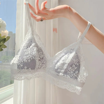 MOYISU French Summer Bralette - Wireless Push-Up Bra for Small Chest, Ultra-Thin Triangle Cups & Sexy Lingerie Set & Sexy Tushy