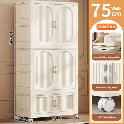 Foldable Baby Closet Plastic Infant Wardrobe Children's Clothing Storage Cabinet for Home Bedroom No Installation Needed