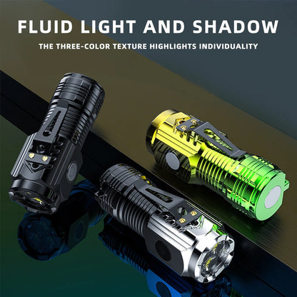 BOOIU Super Bright Flashlight 3 LED Portable Mini Burst Flash Torch Rechargeable Tail Magnet Outdoor Spotlight with Pen Clip