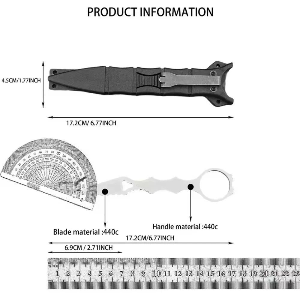 179 Fixed Blade Knife Utility Outdoor Multi-tools, Portable Cutting Rope Tool, 440C Blade, Camping Adventure Knife, EDC Gear