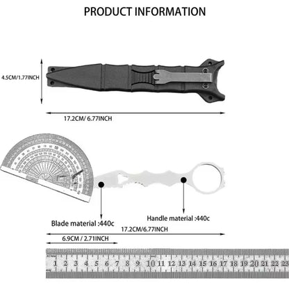179 Fixed Blade Knife Utility Outdoor Multi-tools, Portable Cutting Rope Tool, 440C Blade, Camping Adventure Knife, EDC Gear