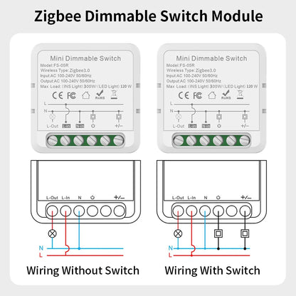 TNCE Tuya wifi Dimmer ZigBee Module Supports 2 Way Control LED Lights Dimmable Switch Work with smart life app Alexa Google Home