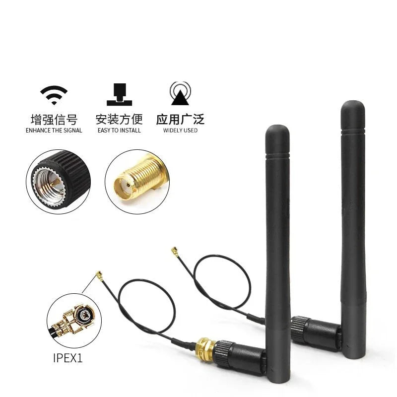 2.4GHz Folded Bluetooth ZigBee Antenna 3dBi with U.FL I-P-E-X-1 to SMA Connector 15cm For ESP8266 ESP32 WiFi Module 2PCS