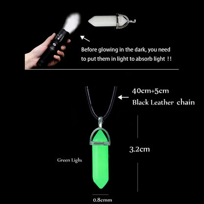2Pcs/Set Luminous Hexagonal Column Heart Pendant Couple Magnetic Necklace Natural Stone Geometric Pendant Necklace Jewelry Gifts