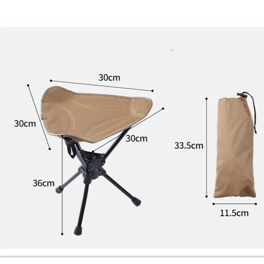 Outdoor Portable Folding Rotating Stool Aluminum Alloy Minin Chair Camping Fishing Chair Picnic Lightweight