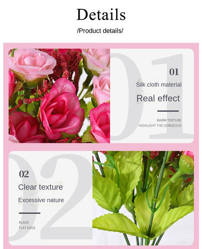 Simulated Rose Bouquet Home Decoration Small Rose Camellia Wedding Decoration Artificial Flowers Garden Decoration