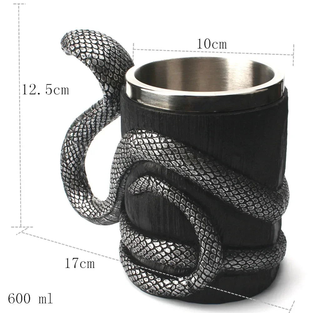 Viking Wood Style Beer Mug, Simulated Wooden Barrel Double Wall Metal Insulated Cup, 1Pc Bar Drinking Mug