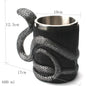 Viking Wood Style Beer Mug, Simulated Wooden Barrel Double Wall Metal Insulated Cup, 1Pc Bar Drinking Mug