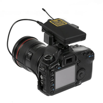Professional UHF Wireless Lavalier Microphone with Audio Monitor Function Mic 2 Channels 80m Range for DSLR Cameras Interview