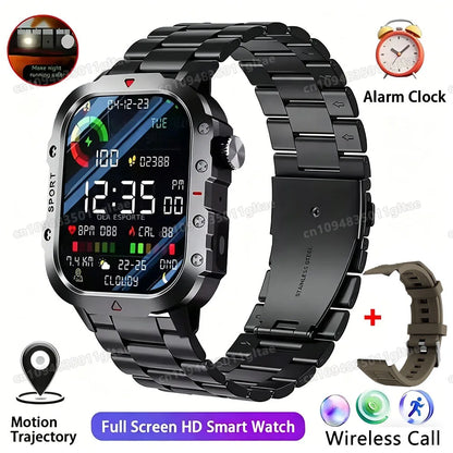 2026 New Military Smart Watch Men IP67 3ATM Outdoor Sports Fitness Tracker Blood Pressure Health Monitor BT Calls GPS Smartwatch