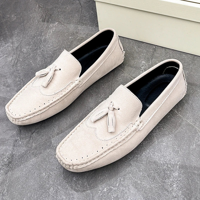 Loafer Men Orange Loafers Tassel Decor Slip on Driving Shoes Casual Business Moccasins Breathable Male Footwear Loafers