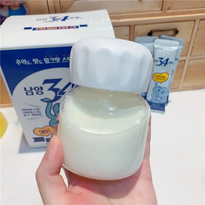 300ml Mini Glass Water Bottle Heat Resistance Transparent Drinking Bottles Cute Juice Coffee Milk Tumblers for Kids Student