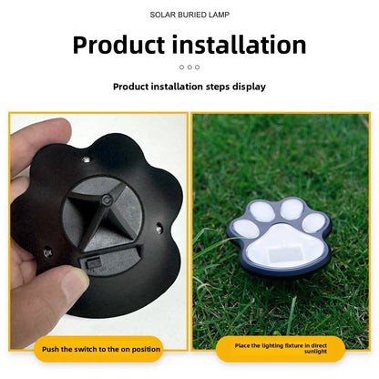 Outdoor  Paw Print Lights LED Solar Light Waterproof Dog Cat Animal Paw Print Light Path Lawn Lamp for Garden Patio Lawn Camping