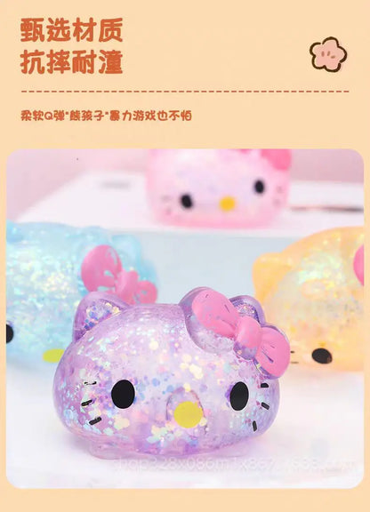 Hello Kitty Squeeze Toy Flash Glitter Stress Ball Slow Rising Squishy Fidget Toy Sensory Anxiety Relief Novelty Gift
