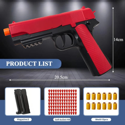 Colt 1911 Shell Soft-Bullet Gun Can Be Fired Toy Gun Fully Automatic Pistol Shooting Games for Boys Kids Christmas Gift