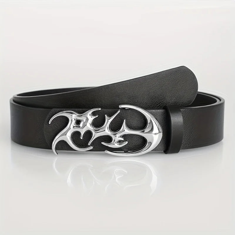 Punk Waist Belt with Geometric Alloy Needle Buckle, Stylish Men Women Accessory, Strap Suitable for Daily Wear and Gift Giving