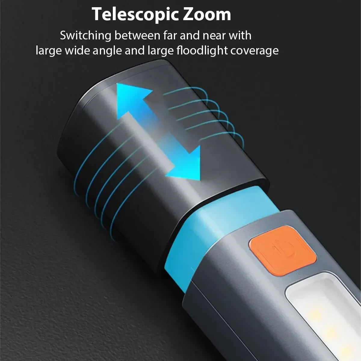 Mini Portable LED Strong Lighting ABS Flashlamp USB Rechargeable With Hook Zoomable Torch Outdoor Camping Hanging Emergency Lamp
