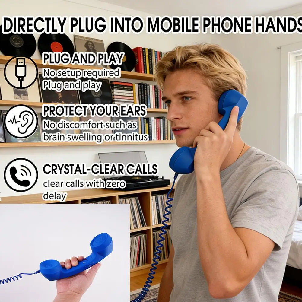 3.5mm Universal Retro Telephone Handset Retro Telephone Receiver Handset Mini Microphone Speaker for Mobile Phones Computers