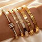5pcs/Set Minimalist Elegant Luxury Sparkling Bangle Bracelets High-End Titanium Steel Bracelets For Women