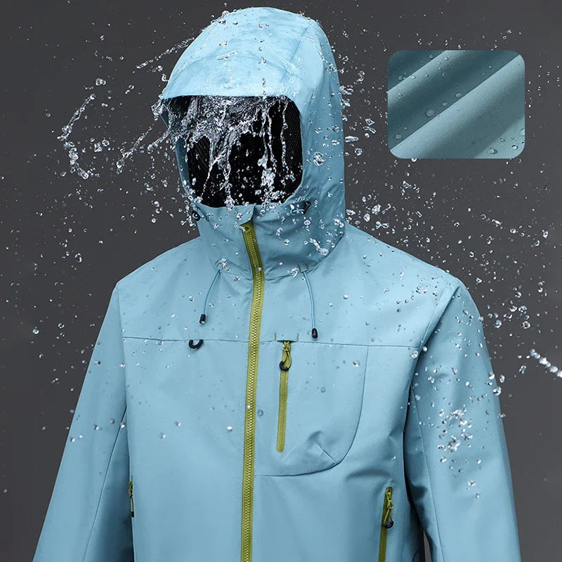 Men's Outdoor Jacket Waterproof Windbreaker Sports Climbing Trekking Multiple Pockets Skiing Softshell Zipper Hooded Jackets