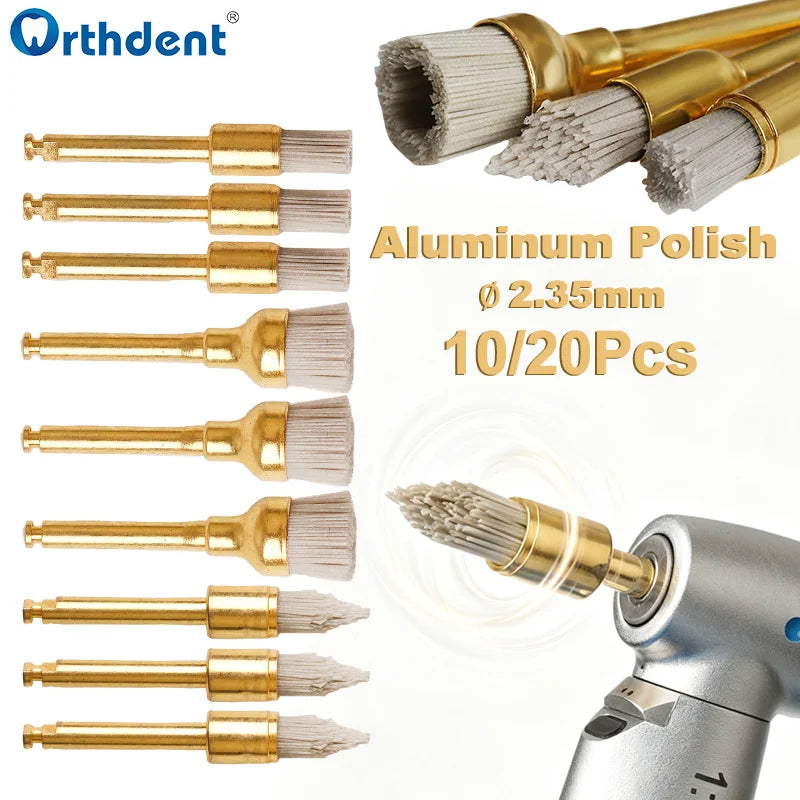 10Pcs Dental Polishing Brush Flat Sharp Bowl Type Aluminum Polisher RA 2.35mm Fit for Contra Angle Handpiece Dentistry Lab Tool