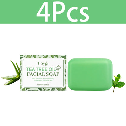 HOYGI Tea Tree Oil Soap Moisturizing Exfoliate Relieve Cleansing Soap Facial Cleansing Oil Control Moisturize Face Wash Skincare