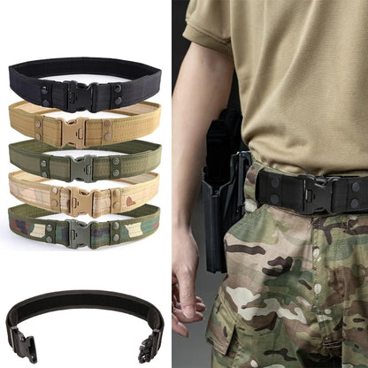 Camouflage Tactical Belt Men's Quick Release Nylon Military Belt Outdoor Combat Oxford Cloth Mountaineering Trouser Waist Belt
