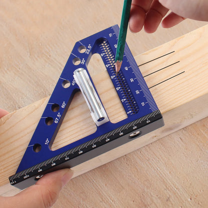 22.5-90 Degree Woodworking Square Protractor Aluminum Alloy Miter Triangle Ruler Layout Measuring Tool for Engineer Carpenter