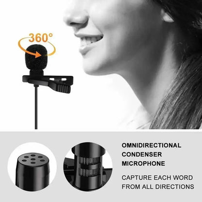 New 3.5mm Lapel Microphone Mini Black Clip on Lapel Mic Wired 360 Degrees Speaker Mic for Mobile Phone/PC Laptop For Recording