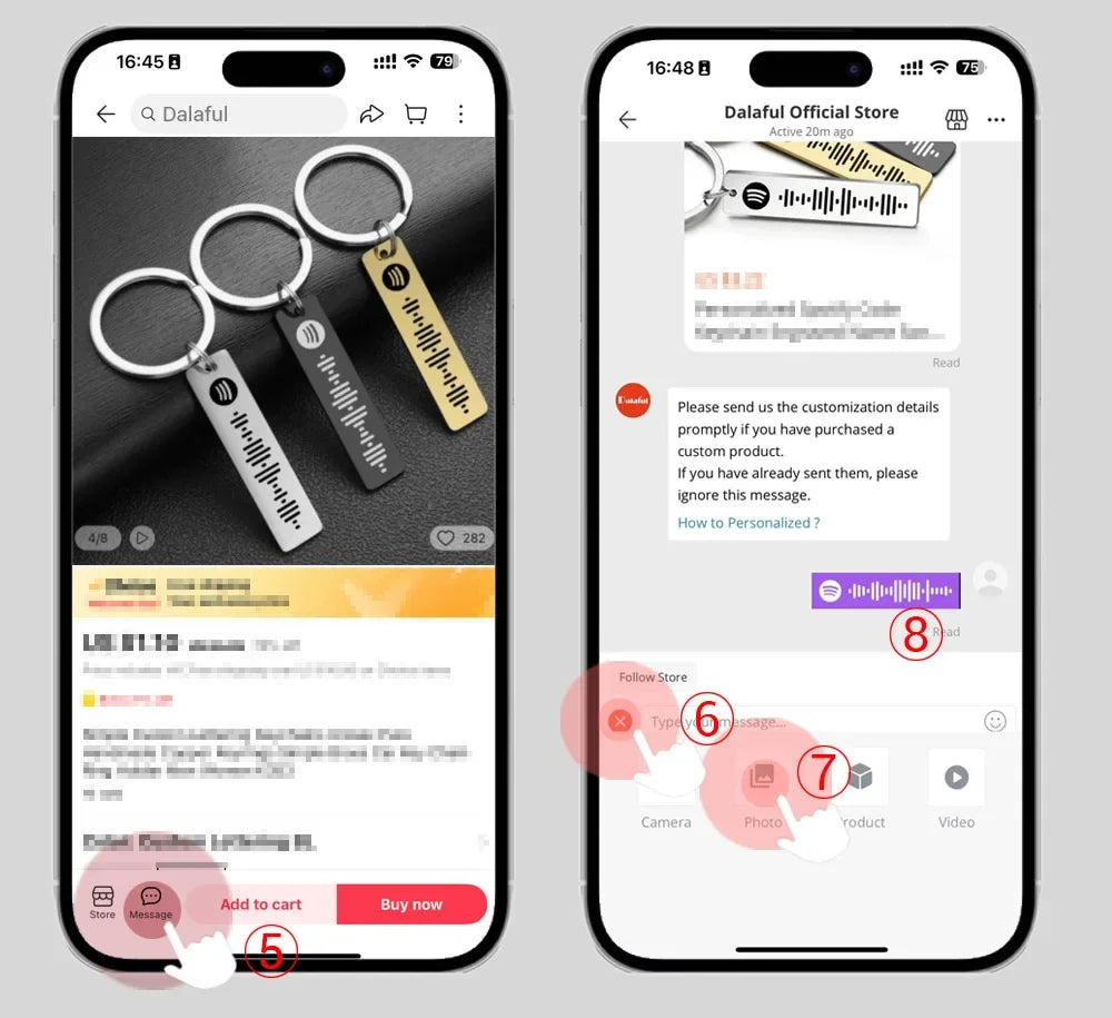 Personalized Spotify Code Keychains Music Keyrings Customized Scannable Song Name Key Rings Chains Best Gift for Car Couple P040